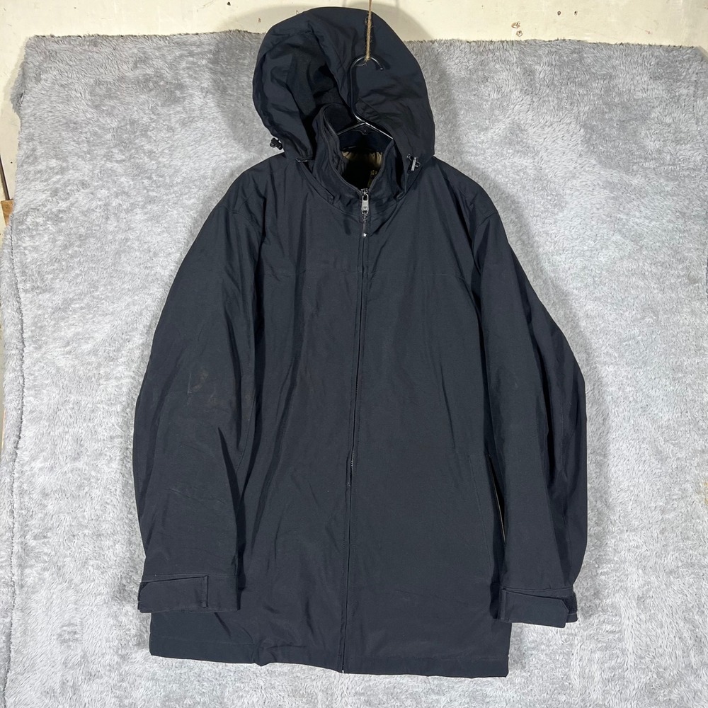 Weatherproof Mens XL Black Hooded Quilted Lined Full Zip Jacket WPL 11590